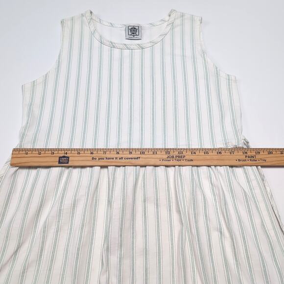VTG CMI Maxi Dress Womens M White Green Stripes Preshrunk Cotton Cottagecore USA - Picture 11 of 14